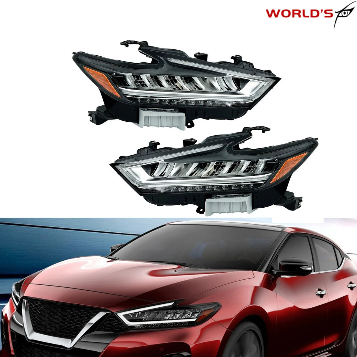 LED Headlights for Nissan Maxima (2019–2021) Chrome Housing Pair