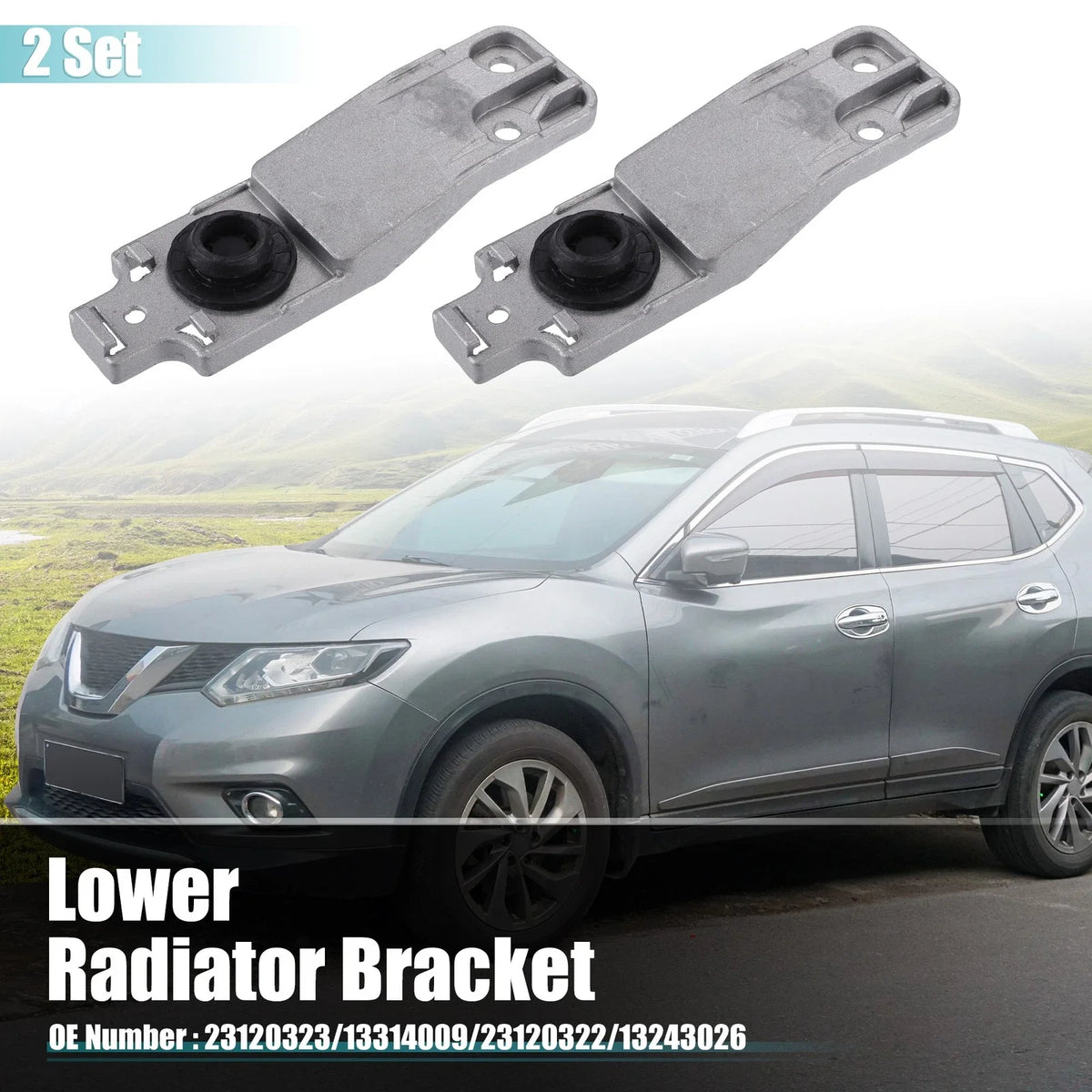 Set of 2 Lower Radiator Brackets with Rubber Cushions for Buick 