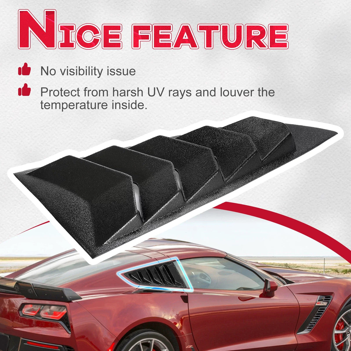 Louver Cover Sun Shade for Side Window of Corvette C7 2014-2019
