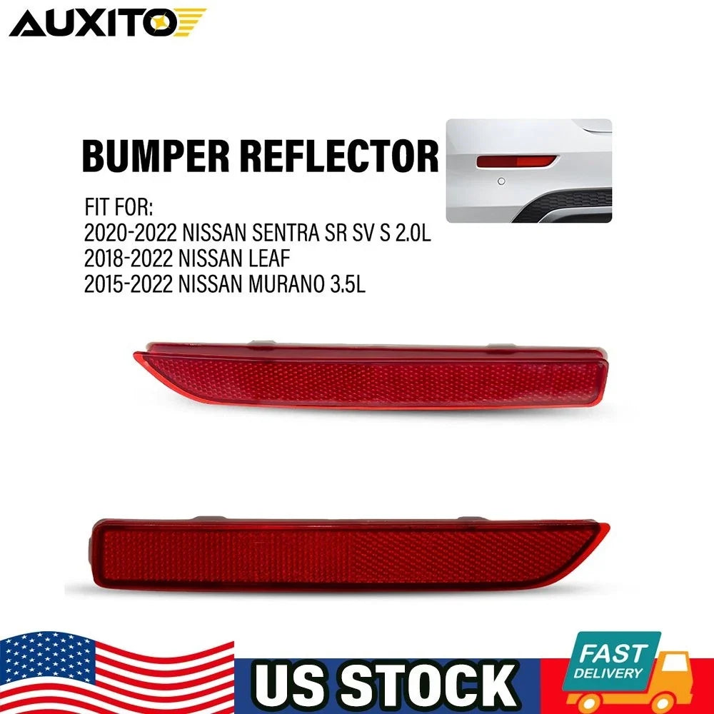 Set of 2 Rear Bumper Reflectors for Nissan Leaf (2018–2022) Red Lens