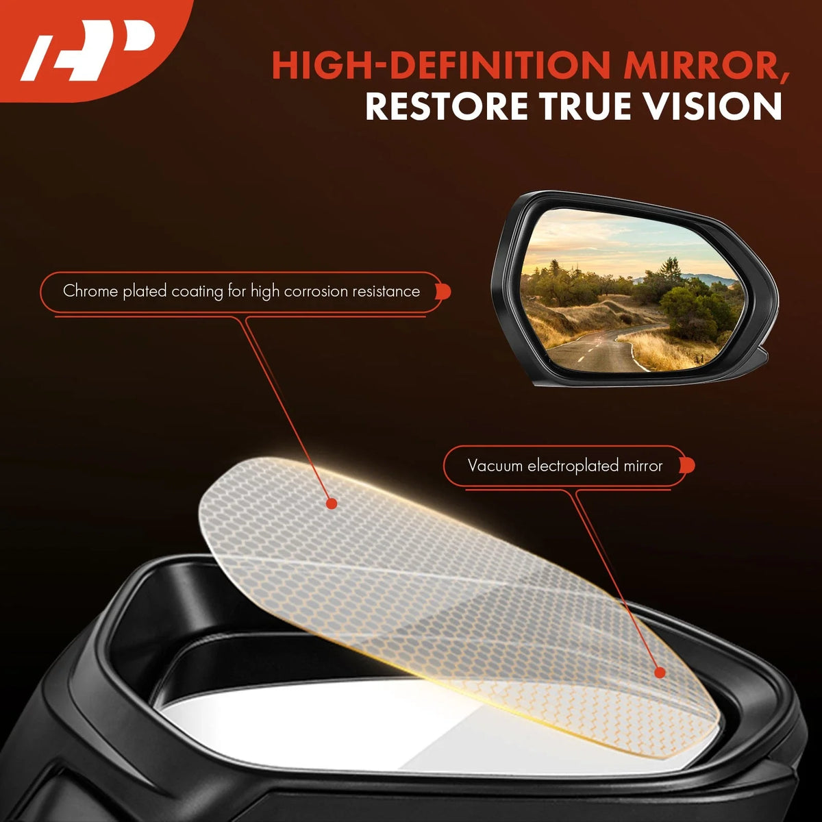 Passenger Power Mirror Heated Manual Fold for Jeep Compass 2017-2023