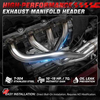 Stainless Steel Polished Exhaust Manifold Header for Toyota MR2 Spyder (2000–2005)
