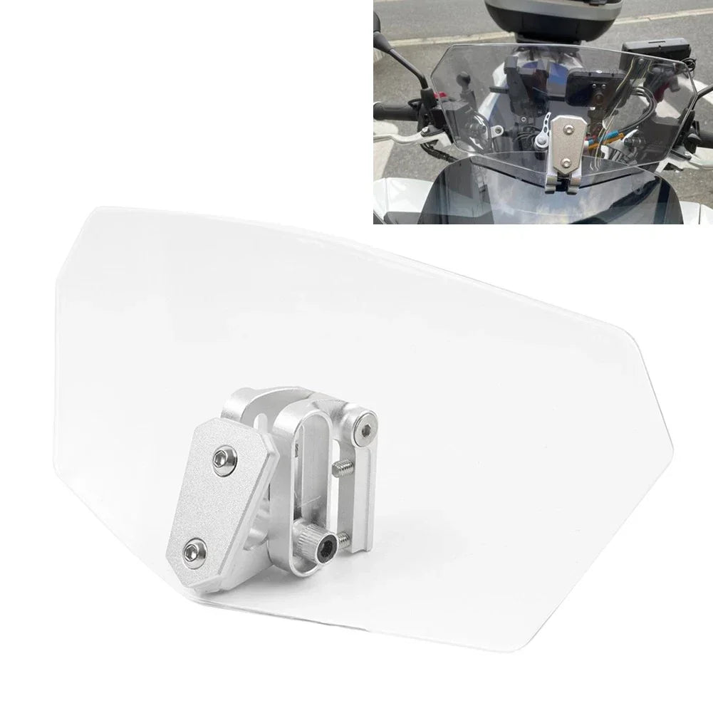 Clip-On Adjustable Windshield Air Deflector for Car - Clear & Chrome