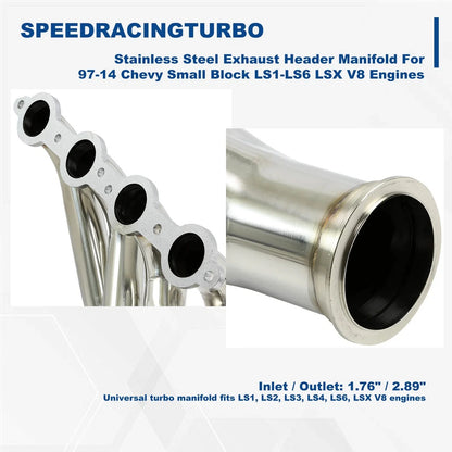 Exhaust Header for Chevy Small Block V8 LS1 LS2 LS3 LS6 LSX (1997–2014) 2pcs