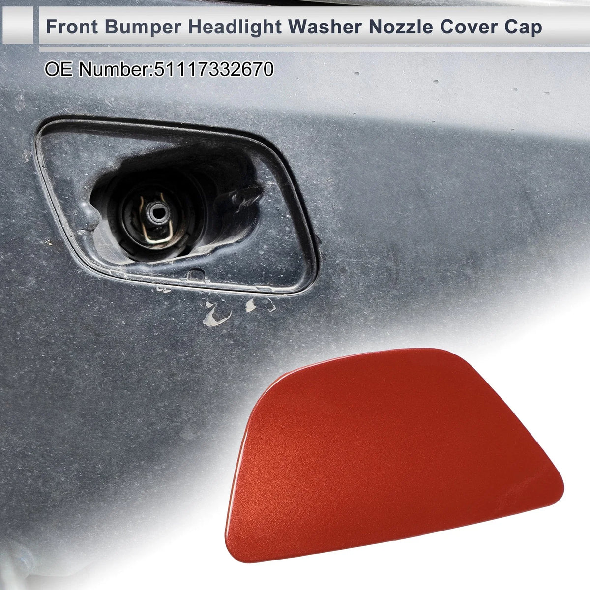 Bumper Headlight Washer Nozzle Cover Cap for BMW 535i (2011–2016) Red