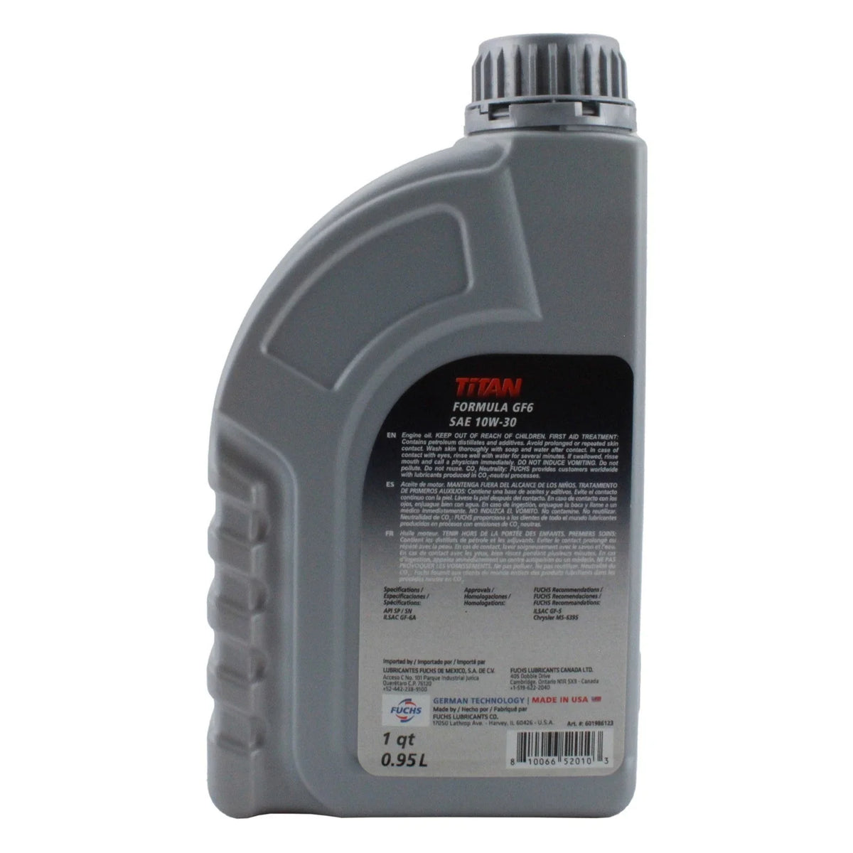 Engine Oil 1 Quart Fuchs Titan Formula GF-6 SAE 5W-30 for Chrysler 2020-2023