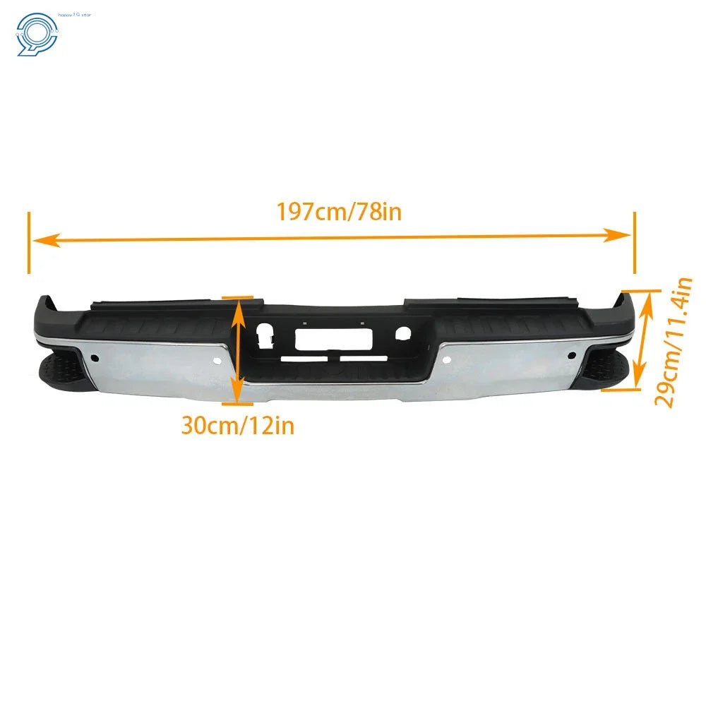 Park Assist Chrome Rear Bumper for 2015-2019 Silverado Sierra 2500 3500