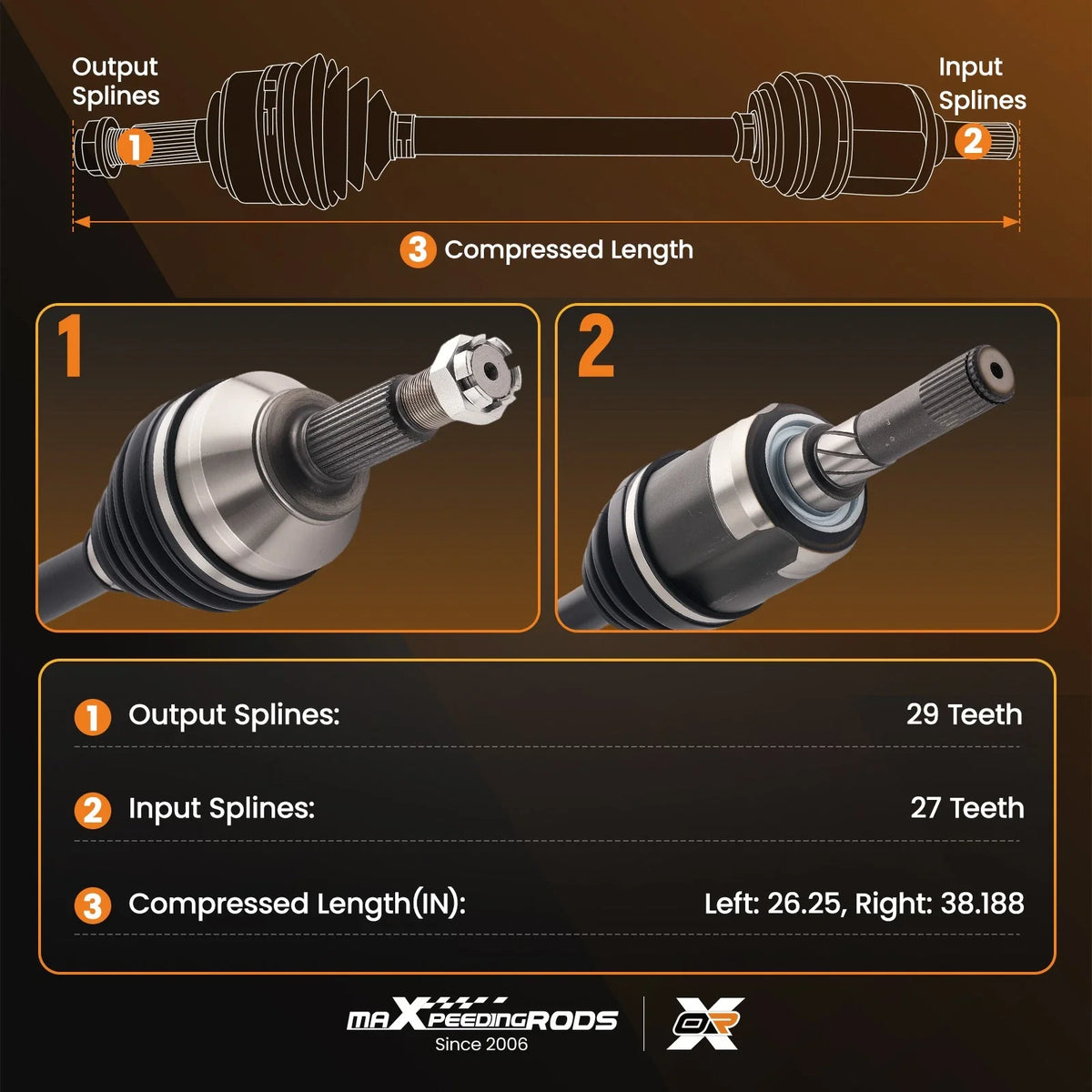 CV Axle Assembly - 2 Pack for Nissan Rogue 2008-2013 & Rogue Select