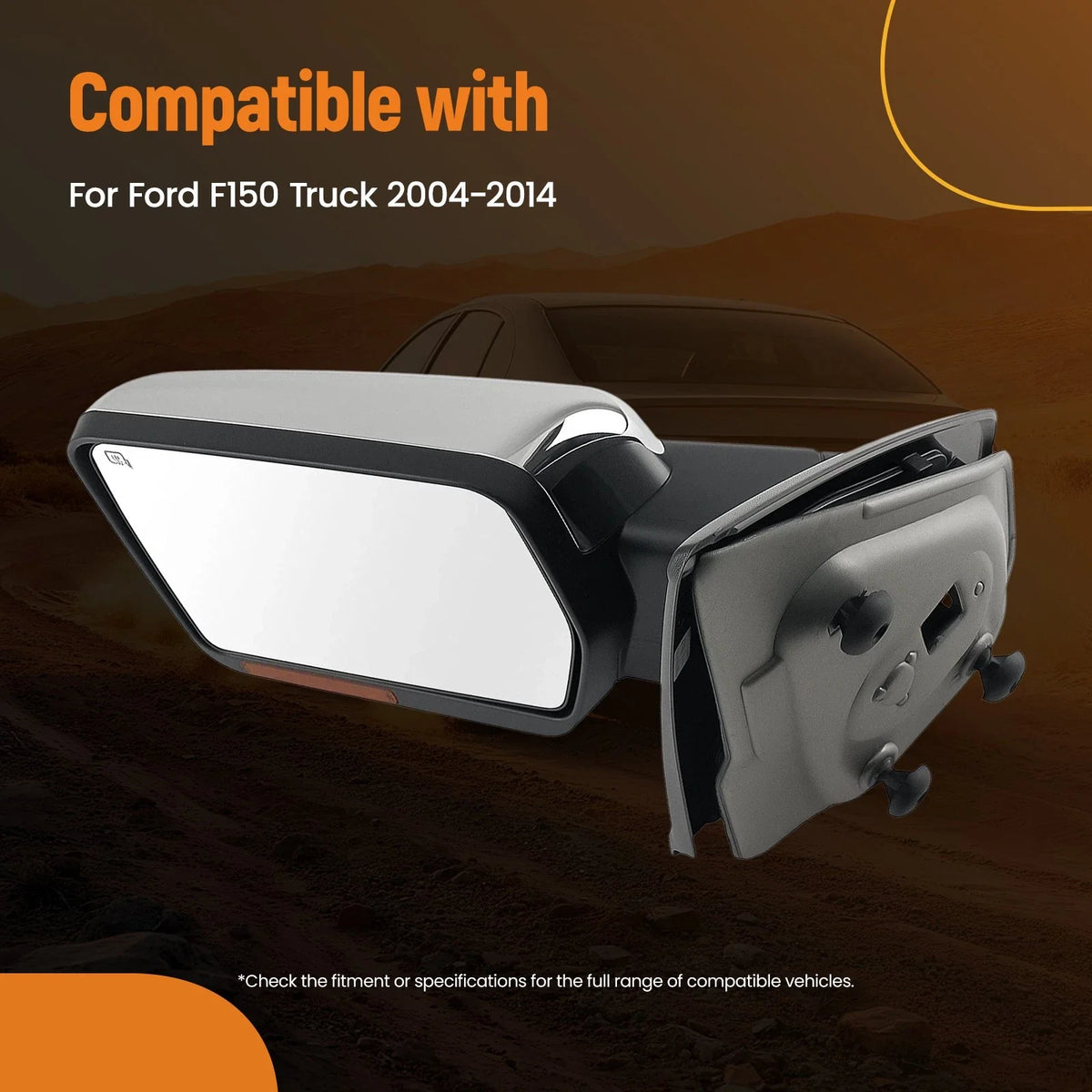 Power Chrome Heated Towing Side View Mirror with LED for F150 2004-2014