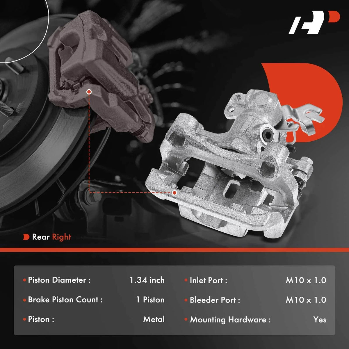 Right Rear Brake Caliper for Ford Fusion (2006–2012) Mazda 6 (2006–2013)