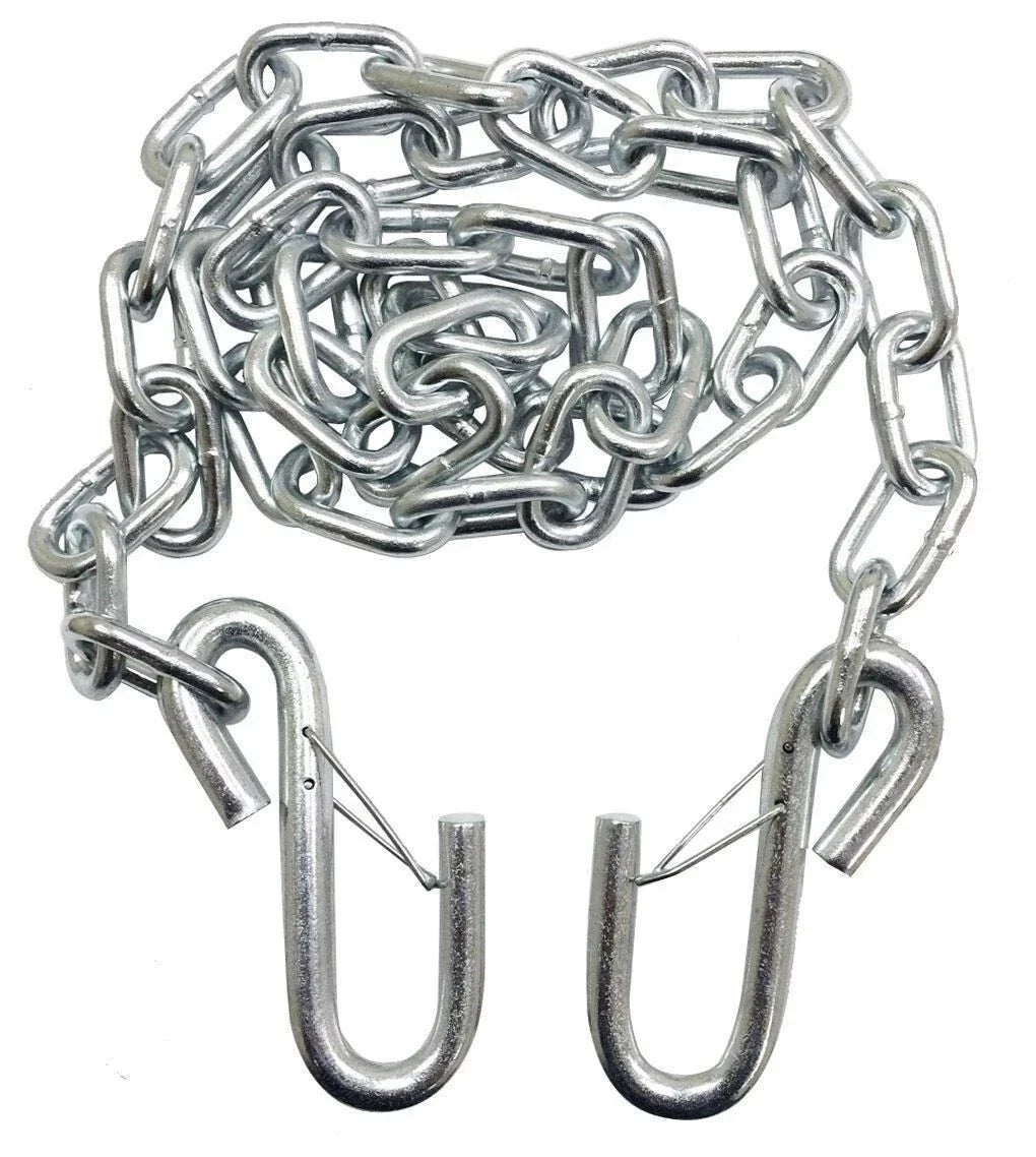 2Pack 1/4" x 54" Grade 30 Trailer Safety Chain w/ S Hooks & Latches