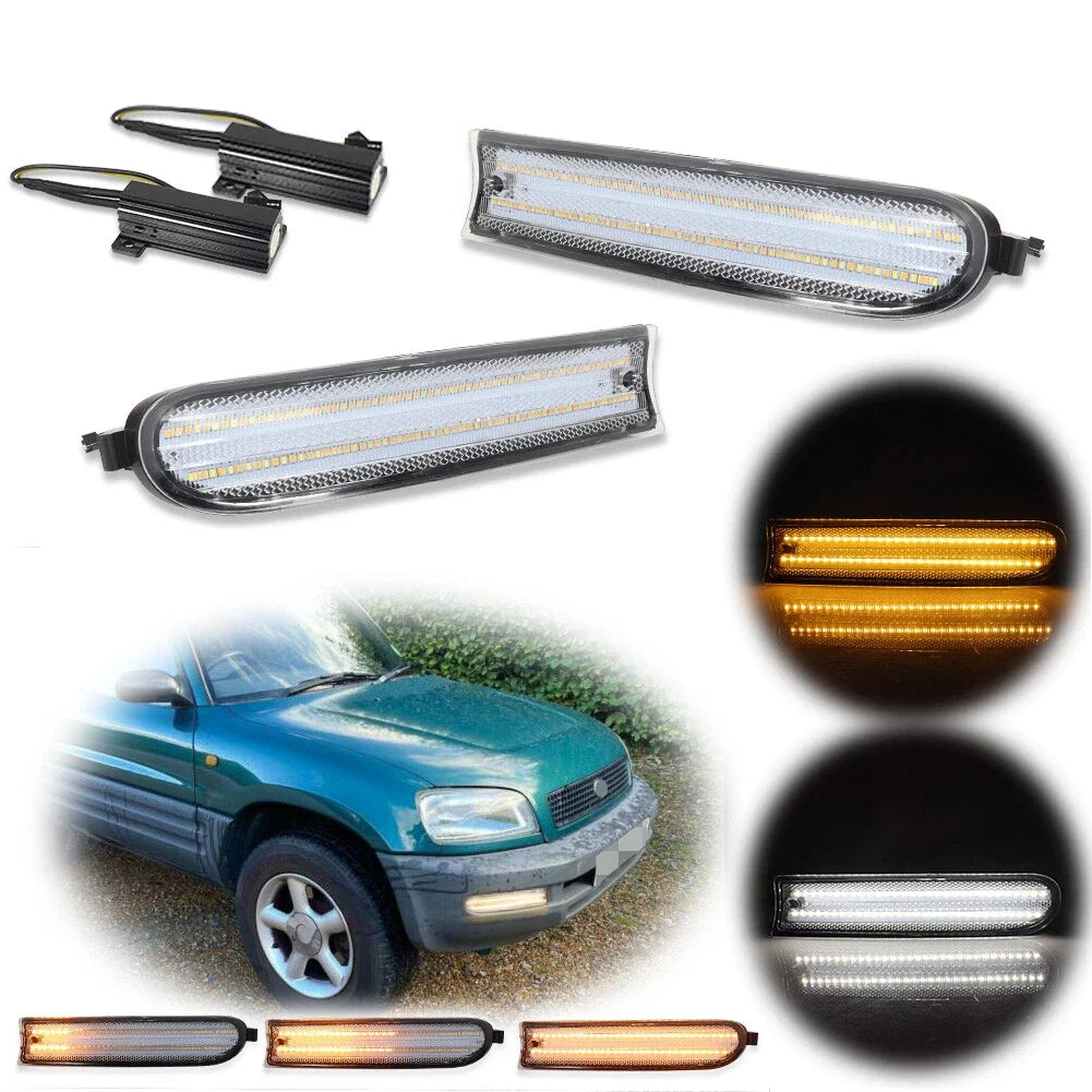 2X Clear Sequential Switchback LED Signal Lights for Toyota RAV4 (1996–1997)