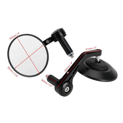Set of 2 Custom Handlebar Mirrors for Motorcycle (4" Round, 7/8" Adaptors)