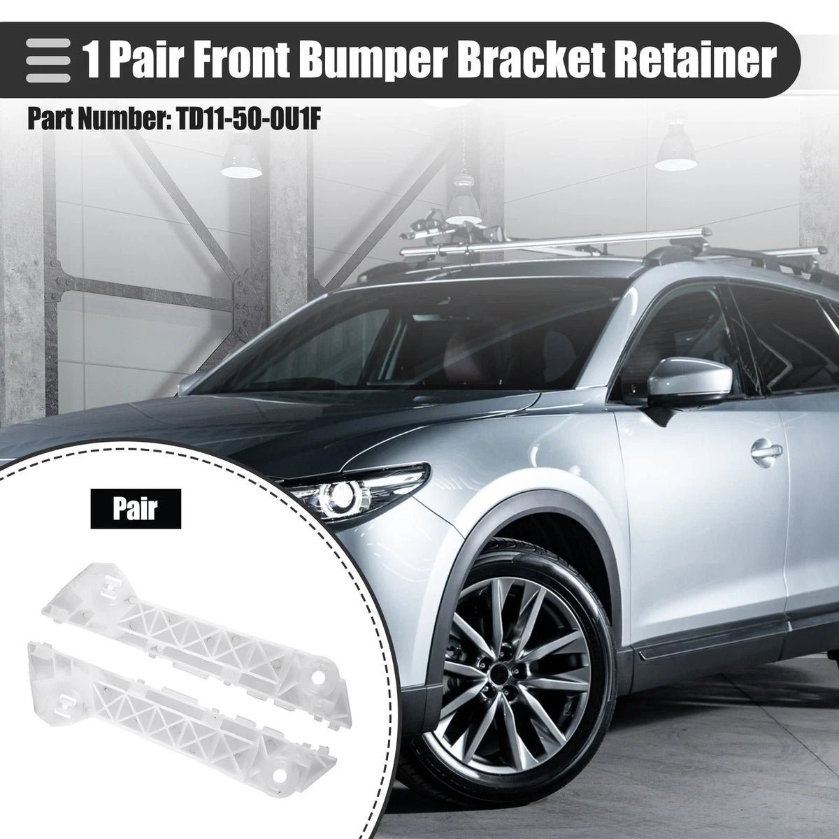Set of 2 Front Bumper Bracket Retainers for Mazda CX-9 (No.TD11500U1F)