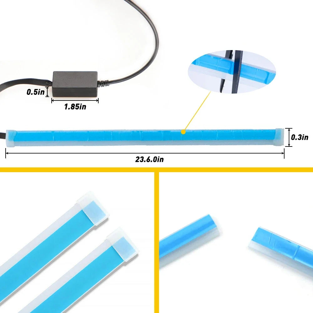 2X 60cm LED Daytime Running Light Strip with Amber Turn Signal