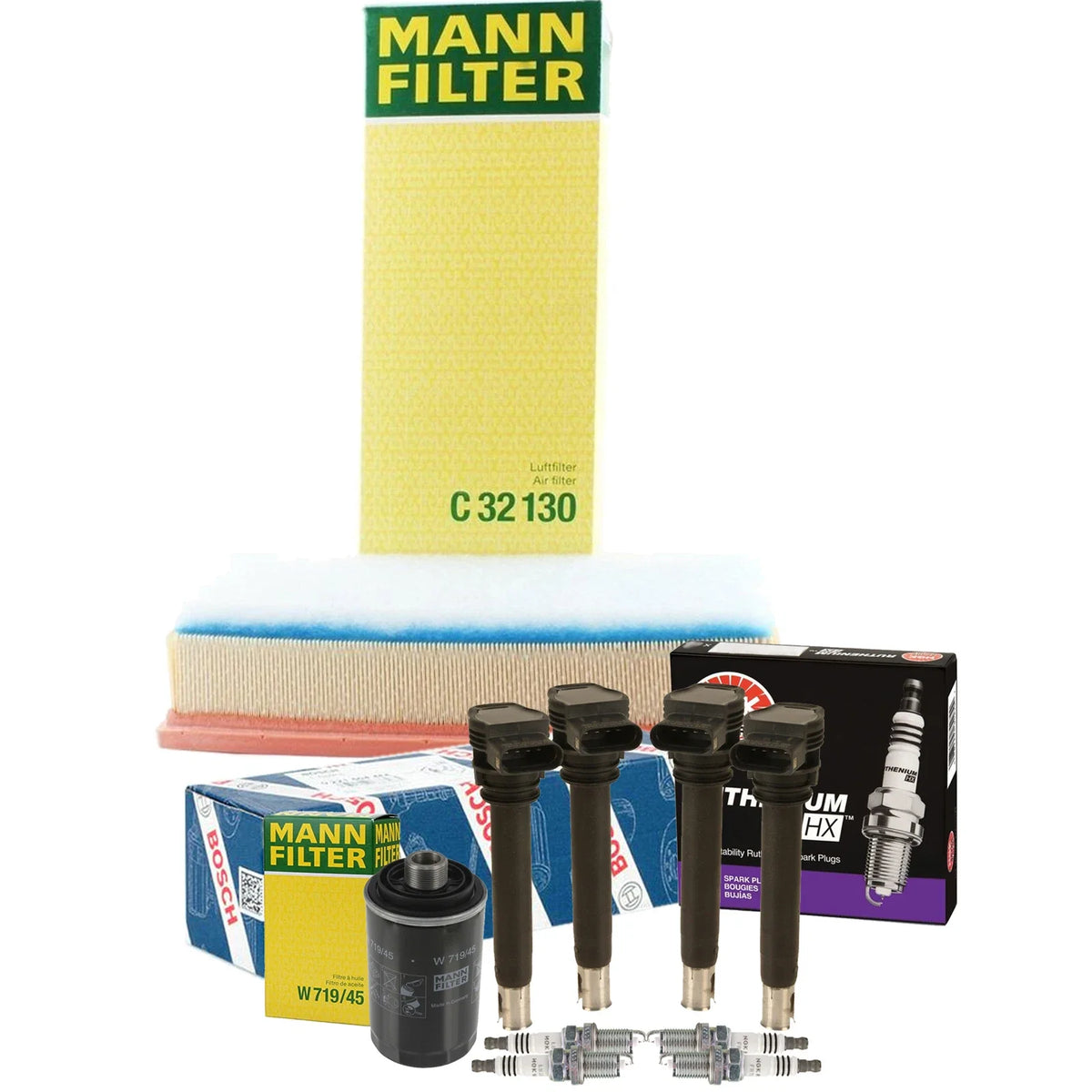 Set of 4 NGK Ruthenium HX Spark Plugs for Audi