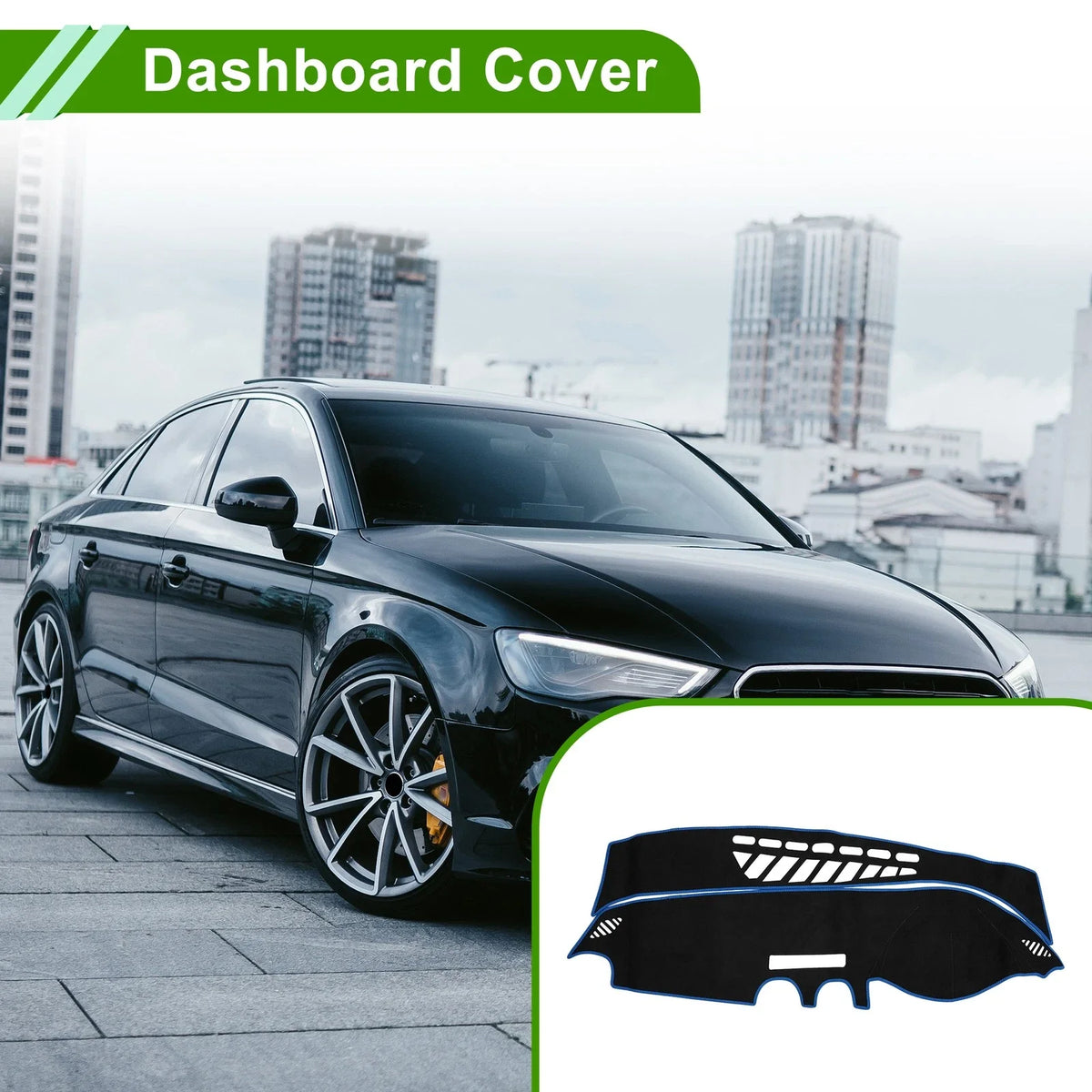 Dashboard Cover Mat for Audi A3 (2014–2020) Sun Protector Black Blue
