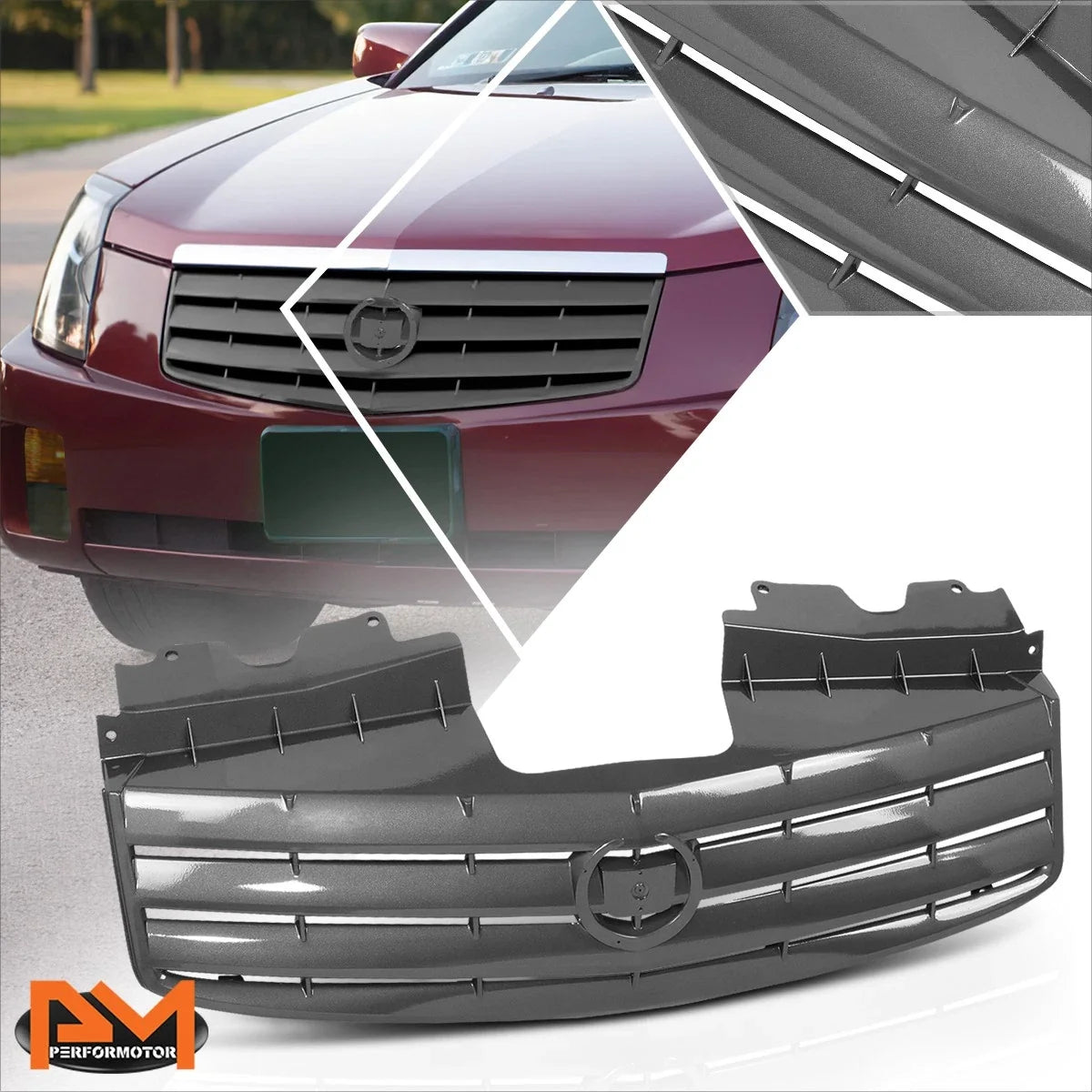 Bumper Hood Grille - Primed Gray with Badge Slot for Cadillac CTS 2003-2007