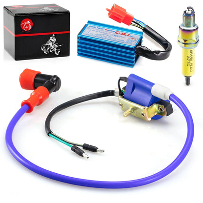 10mm Spark Plug & 5Pin AC CDI Ignition Coil for 70cc 90cc 110cc ATV