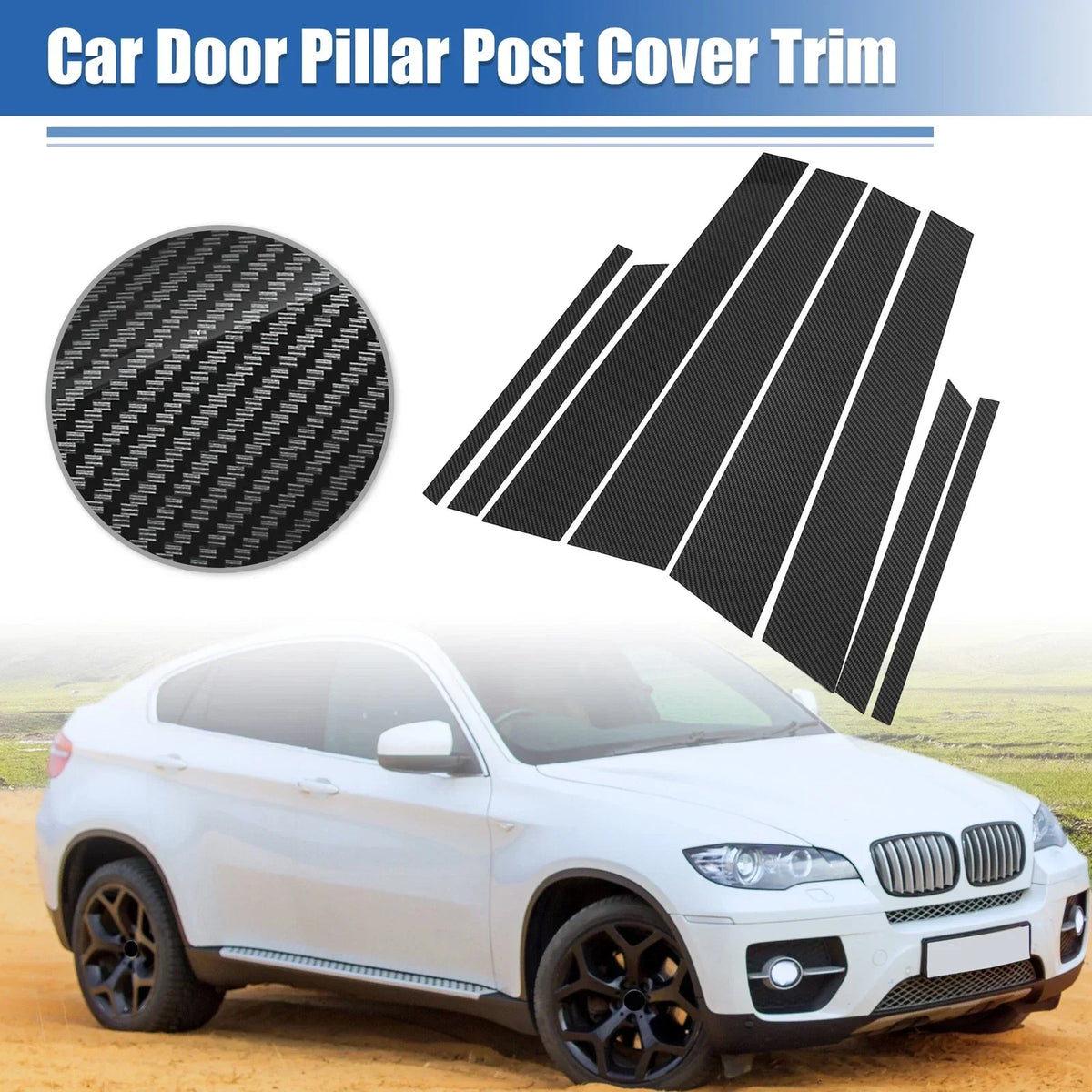 Gloss Carbon Pattern Pillar Post Cover Trim for BMW X6 (2007-2014)