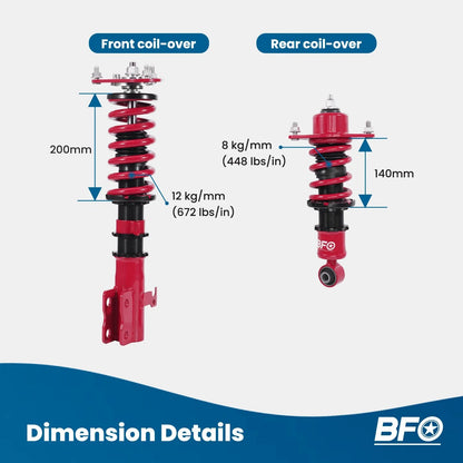 BFO Adjustable Coilovers Shock Struts Kit for Toyota Celica (2000-2006)