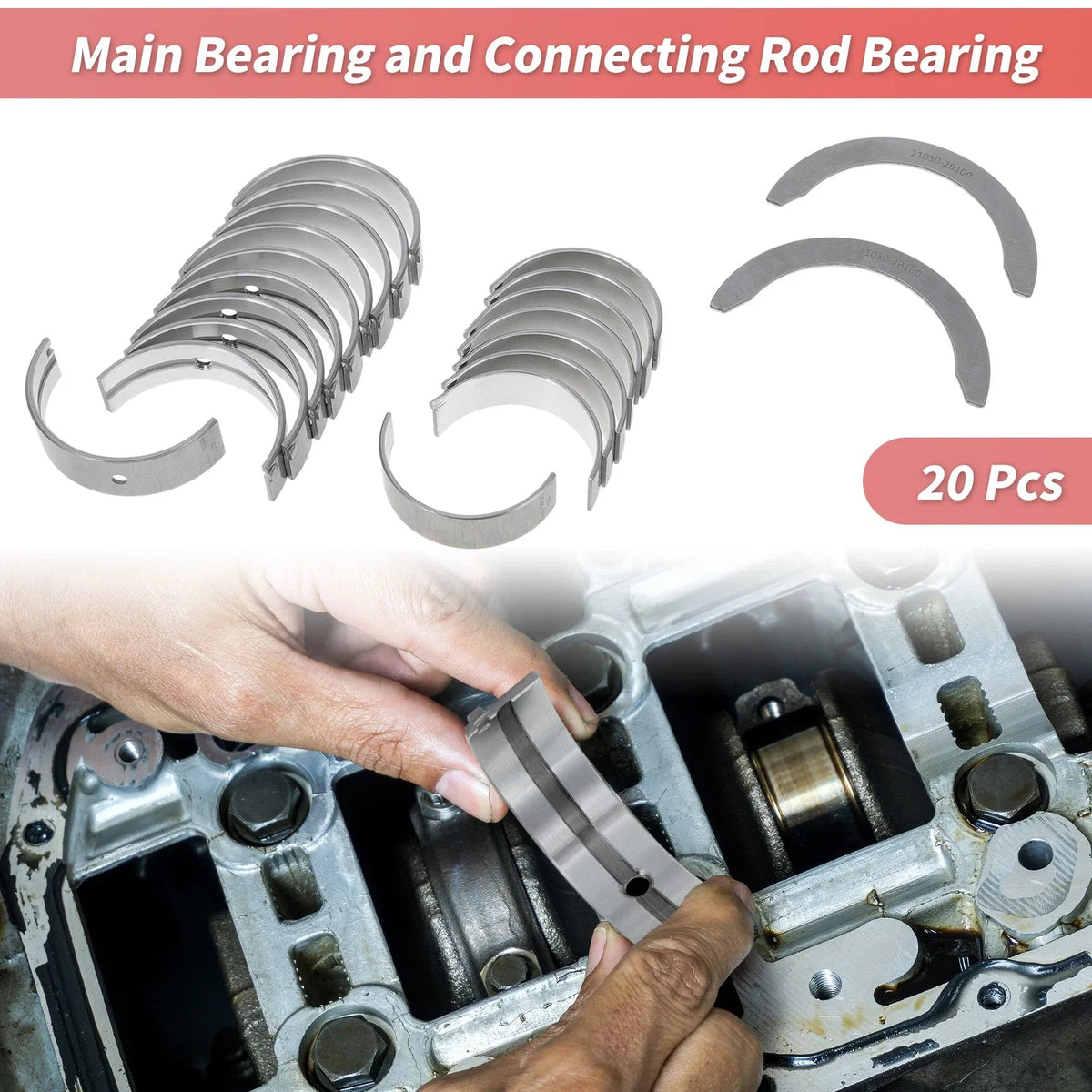 Main Bearing and Connecting Rod Bearing Kit No. 2102B000 for Hyundai Accent 