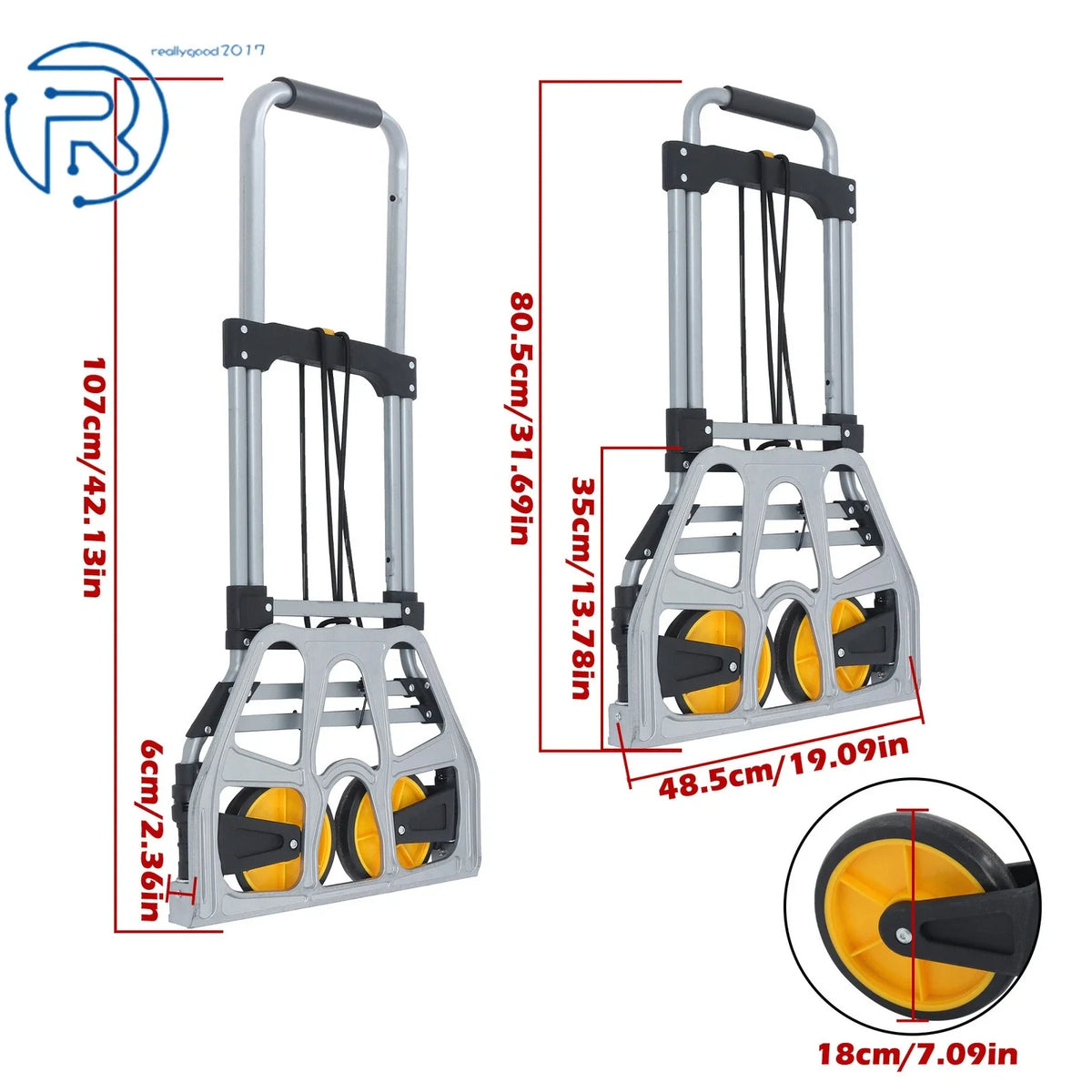 Folding Hand Truck Dolly for Compact Use (264Lb Capacity)