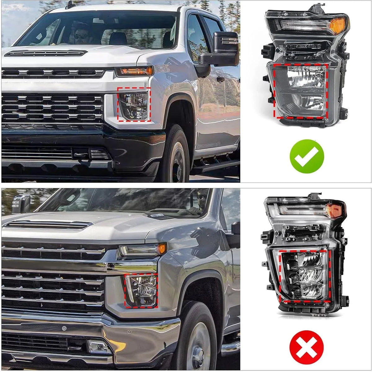Halogen Headlight Set for Chevy Silverado 2500HD 3500HD (2024–2025)