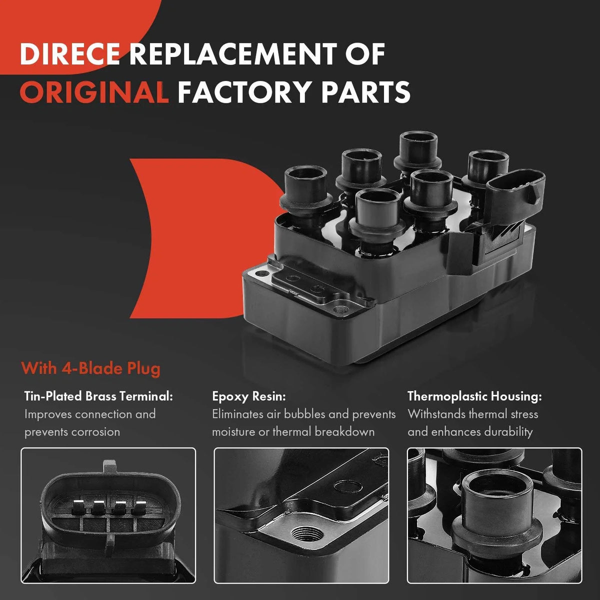Set of Ignition Coils and Iridium Spark Plugs for Ford Taurus