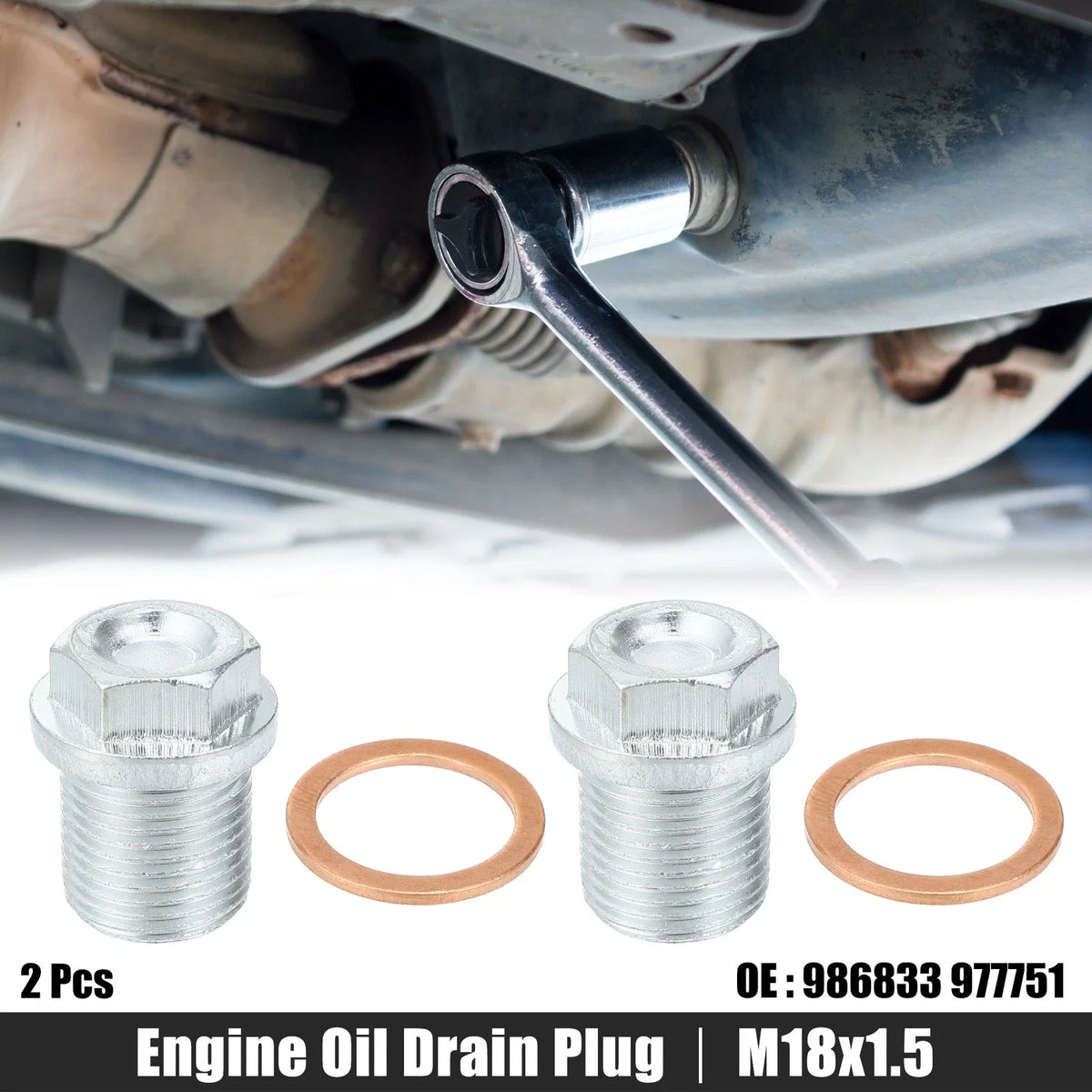 2pcs M18x1.5 Engine Oil Drain Plug Screw with Seal Ring for Volvo 