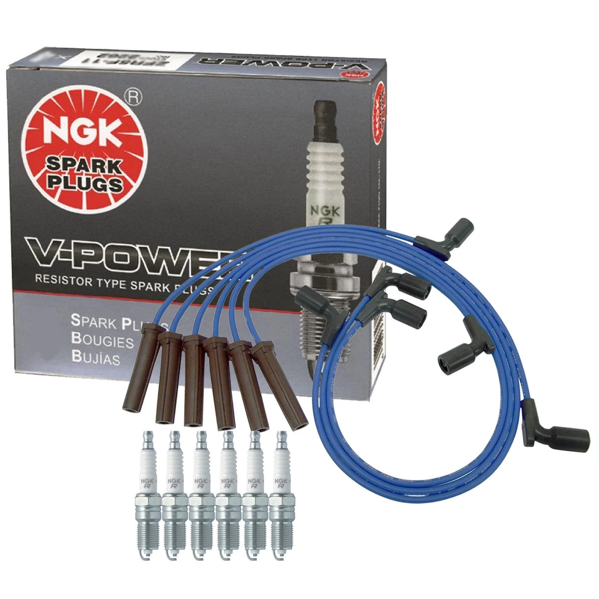 NGK 6 V-Power Spark Plugs Kit for Buick Chevy Pontiac Saturn
