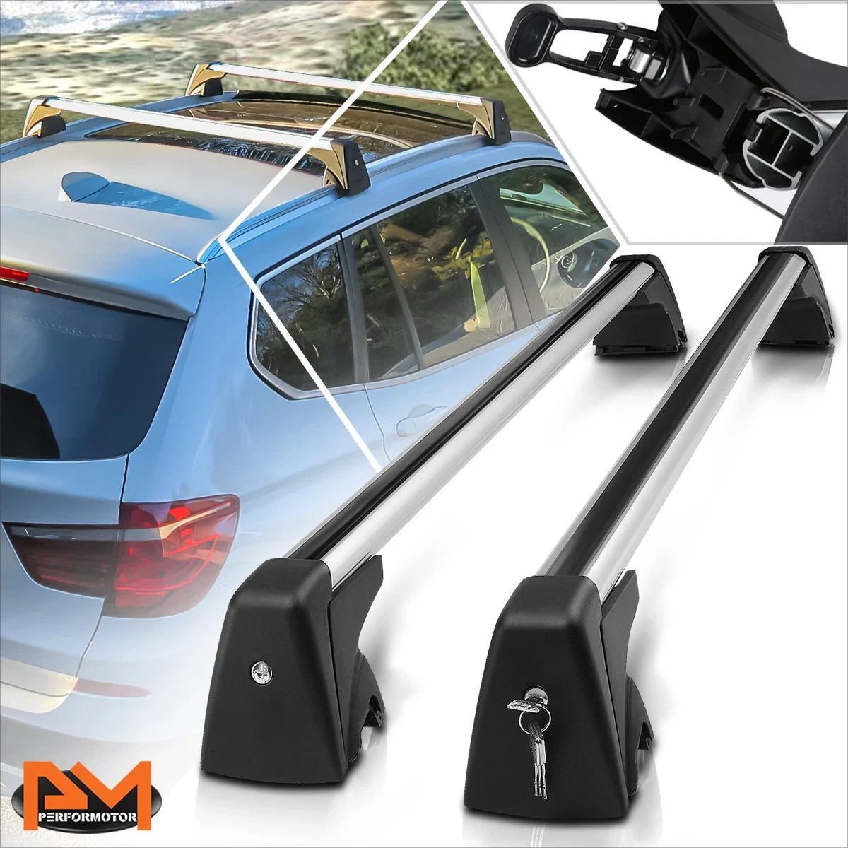 Cross Bars Roof Rack Aluminum for BMW X1 2009–2015 OE Style w/Lock