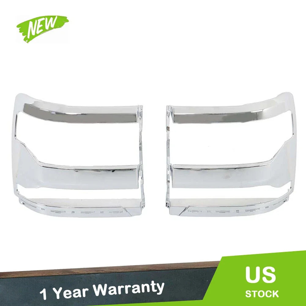 Headlight Trim Bezel Cover Pair in Chrome for 2016-2019 Chevy Silverado 1500