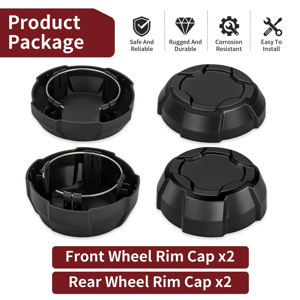 Set of 4 Matte Rim Caps for Polaris Ranger Crew SP 570 NorthStar (2022–2025)