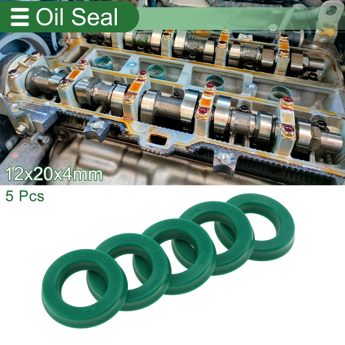 Set of 5 Oil Seal Rotary Shaft Seal 12x20x4mm High Pressure Green