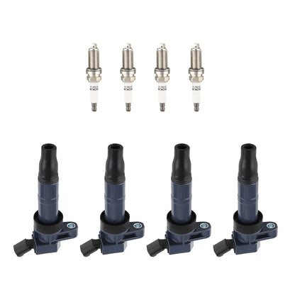 4-Pack Ignition Coils & Spark Plugs for Hyundai Santa Fe Sonata 2.4L