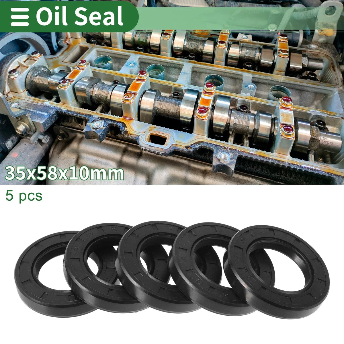 Set of 5 Oil Seal Rotary Shaft Seal NBR Rubber 35x58x10mm