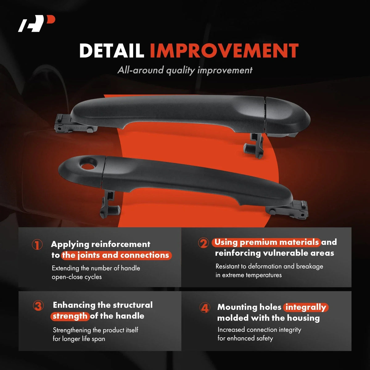 Black Front Door Handle Pair for Nissan Versa 2012-2019 - 2 Pieces