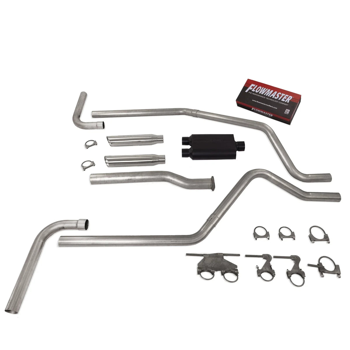 2.5" Dual Exhaust for Dodge Ram 1500 (2019–2025) Flowmaster 50 Rolled Side