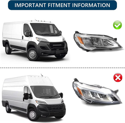 Halogen Headlight Set for 2023-2026 Dodge Ram Promaster 1500 2500
