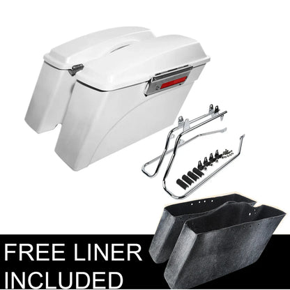 White Hard Saddlebags & Conversion Bracket for Harley Softail Fatboy (1984–2017)