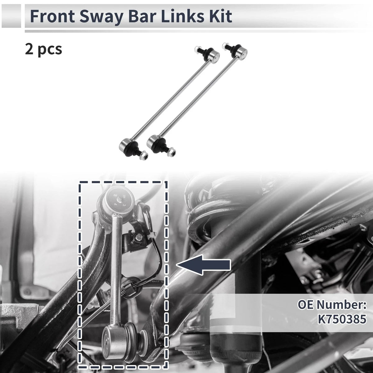 Front Stabilizer Bar Links No Bushing for Chrysler Sebring (2009–2010) No.K750385