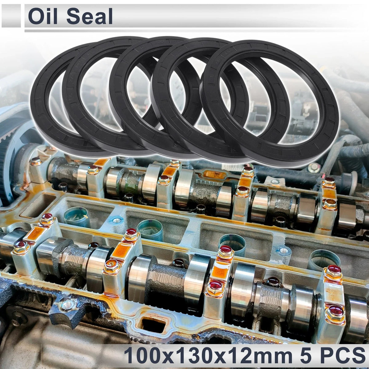 Set of 5 Oil Seal Rotary Shaft Seal NBR Rubber 100x130x12mm