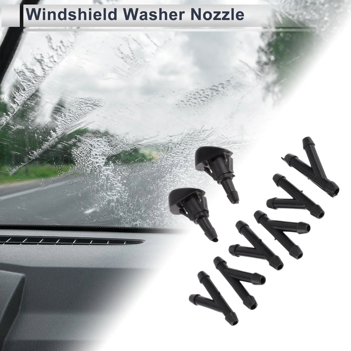 Washer Nozzle Set of 6 w/ Hose Connector for Honda (No. 76810SWAE01)