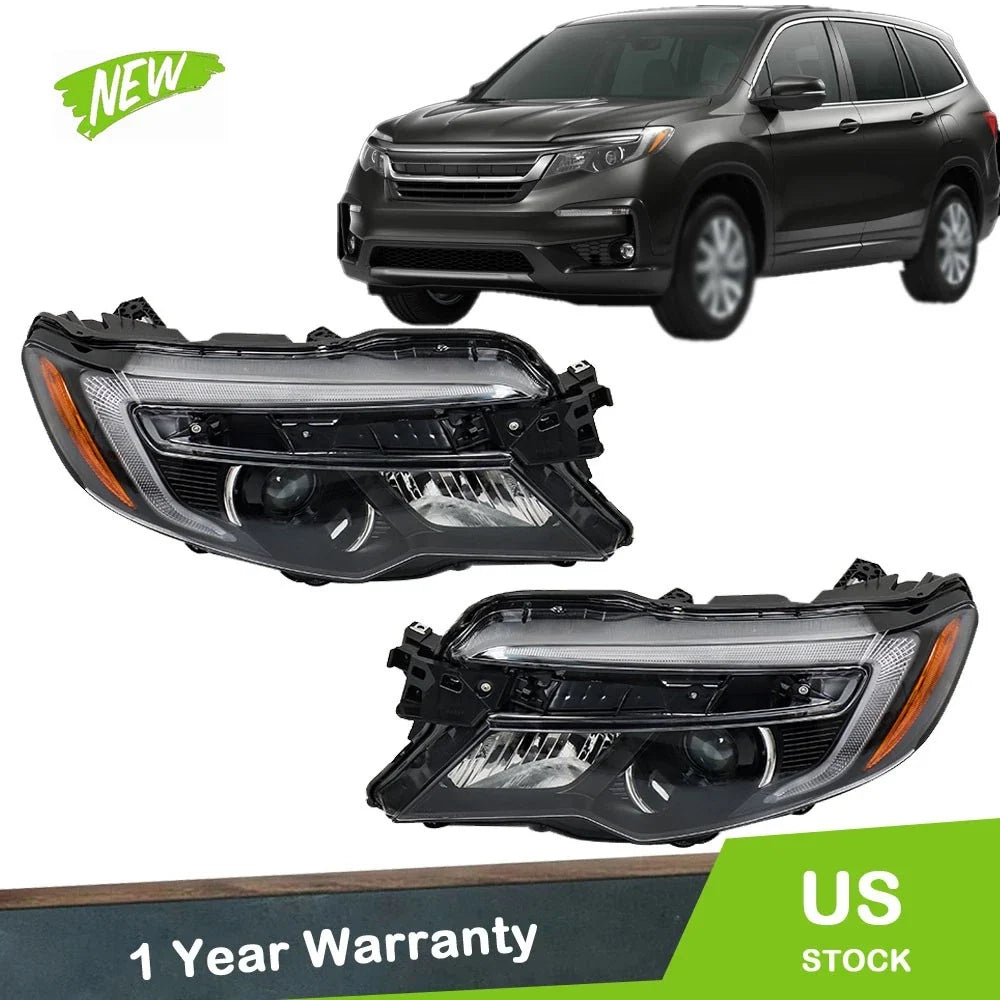 2 Halogen Headlights with LED Daytime Running Lights for Honda Pilot/Ridgeline