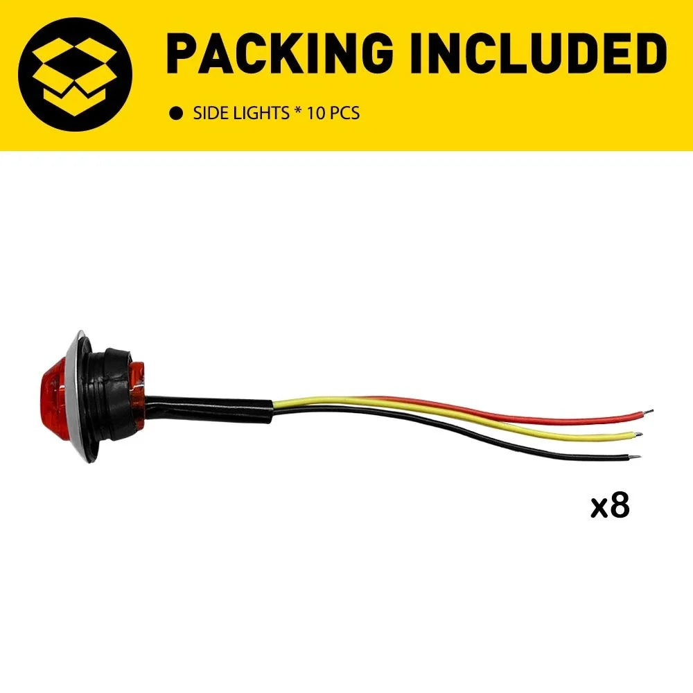 Set of 10 Red LED Side Marker Lights (3/4") for Universal Fit