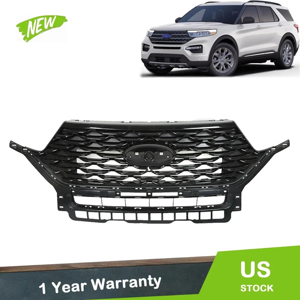 Gloss Black Front Center Mesh Grille for Ford Explorer (2020–2022)