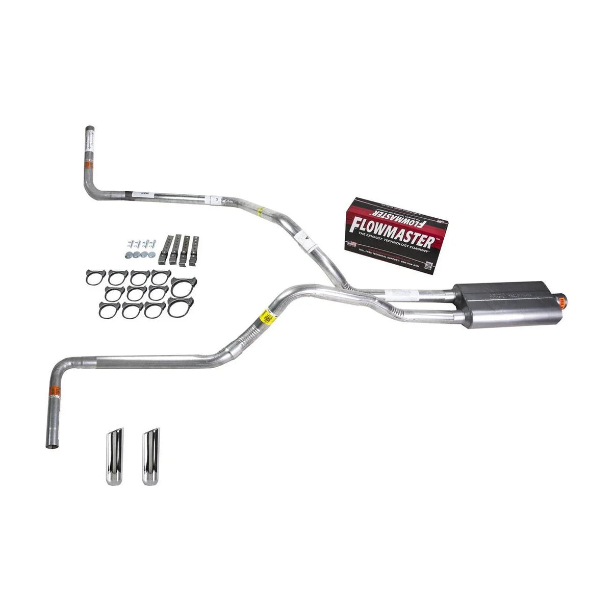 Dual Exhaust 2.5" Pipe for Silverado 1500 2500 3500 (2007–2013) Flowmaster 50 RW Tip Side Exit