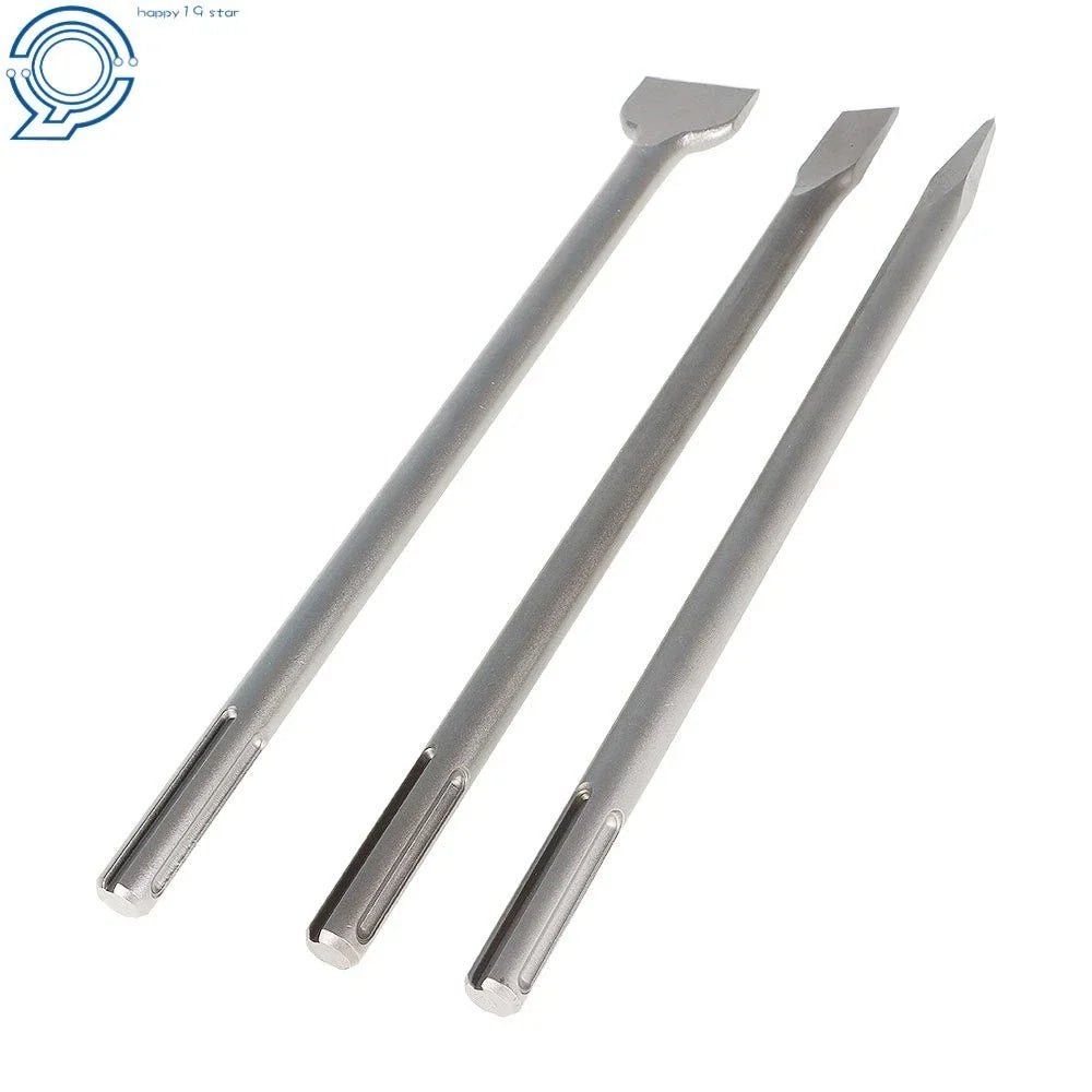 3 Pack SDS Max Bits Set for Long-Point Chisel, Scaling Chisel, Flat Chisel 16"