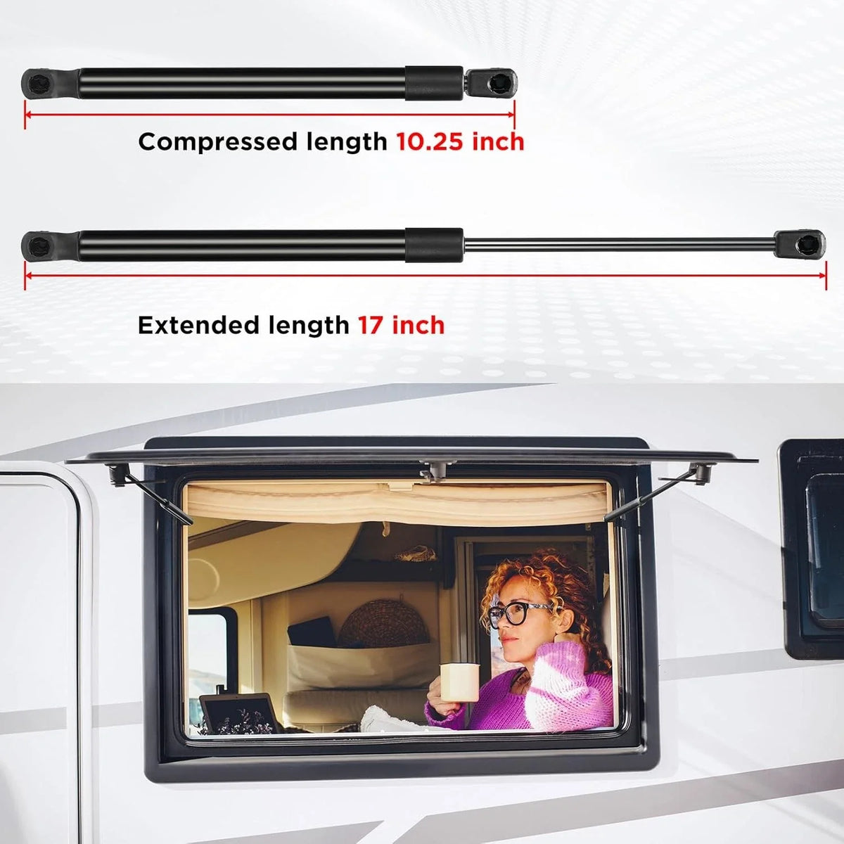 2pc Gas Strut C16-16552 for Toolbox Rear Hatch RV Door (17'', 90Lb/400N)